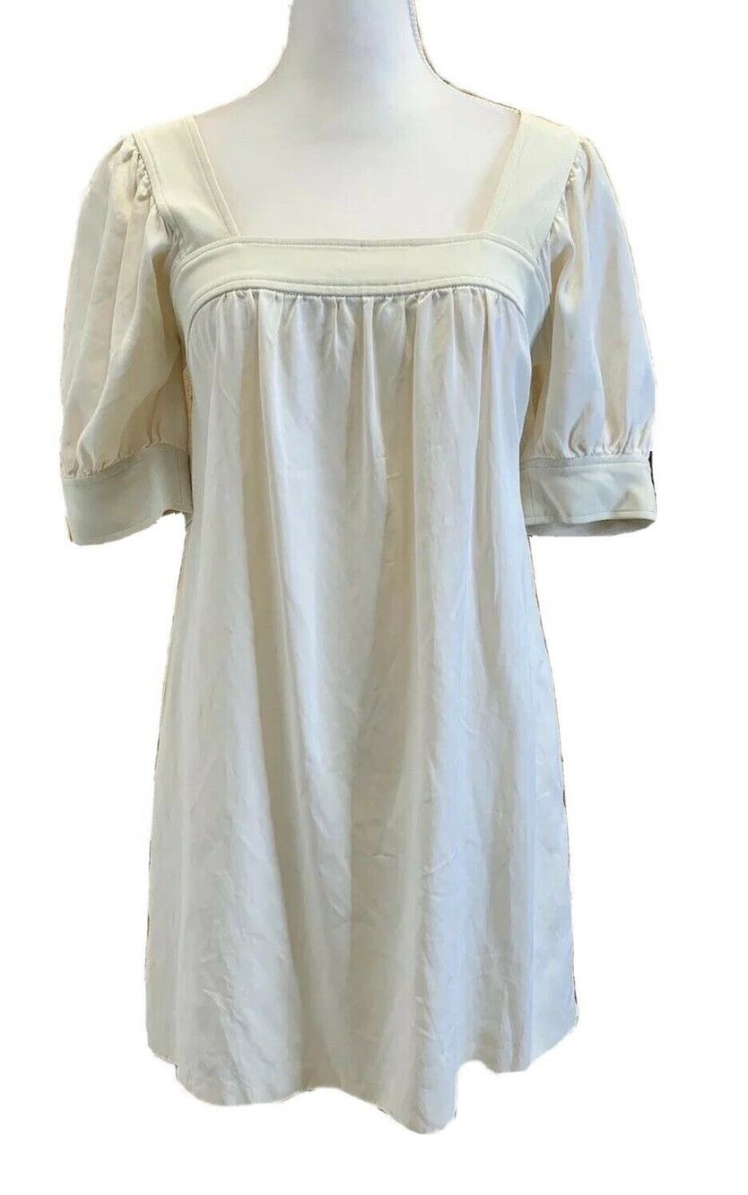 Thread Social Women Dress Size 2 Cream Short Sleeve trim
